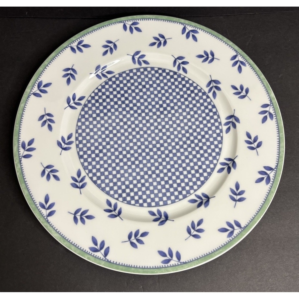 Villeroy & Boch Castell Chop Plate 12" Platter Switch 3 Blue Leaves Checkerboard